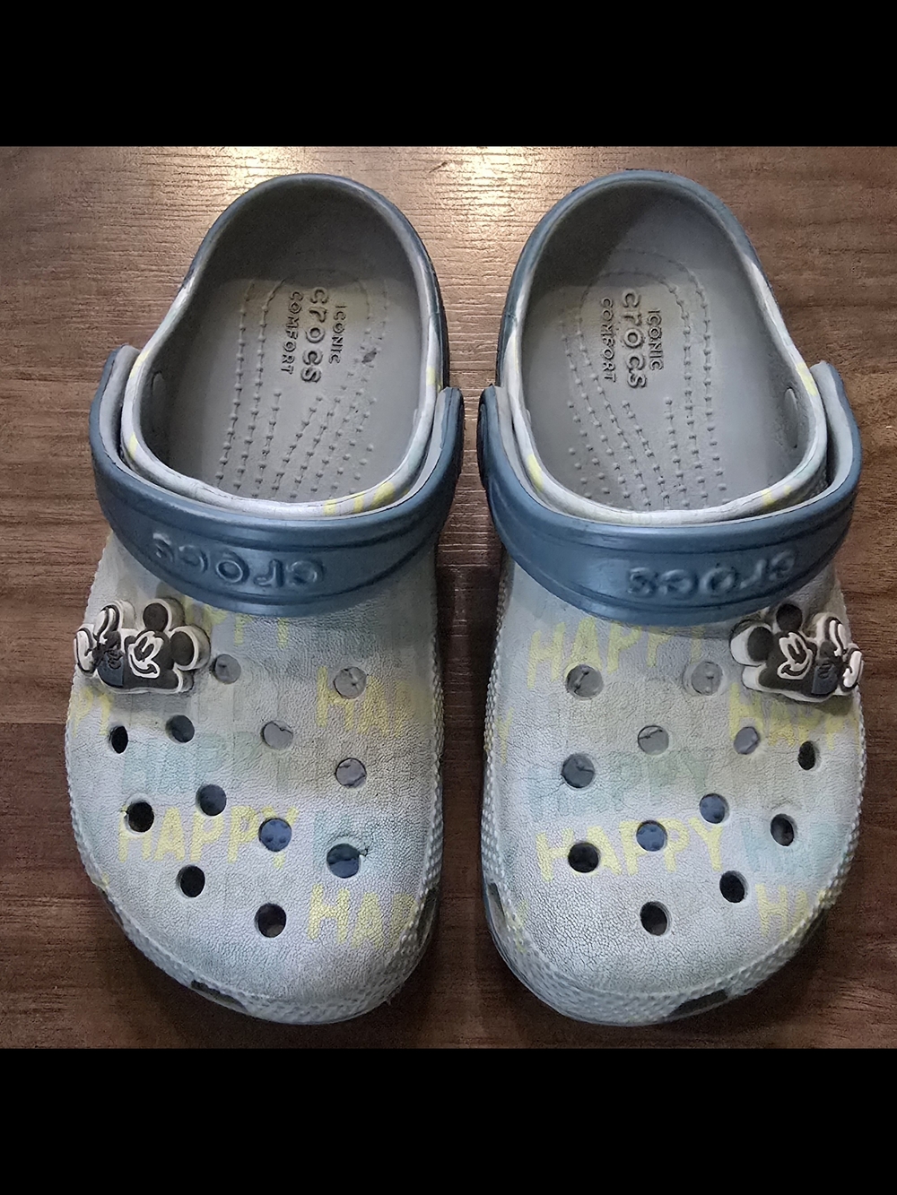 CROCS Kids Light Blue 'Happy' Printed Clogs Mickey Mouse